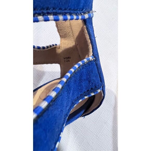 GX By Gwen Stefani Women's Yori Strappy Suede Platform Sandals Heels Blue Size 7 - Picture 15 of 15